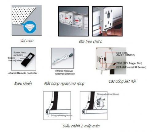 MAN CHIEU TAB TENSION E-VGA 200 INCH - 2M54X4M06 - 100"X160"